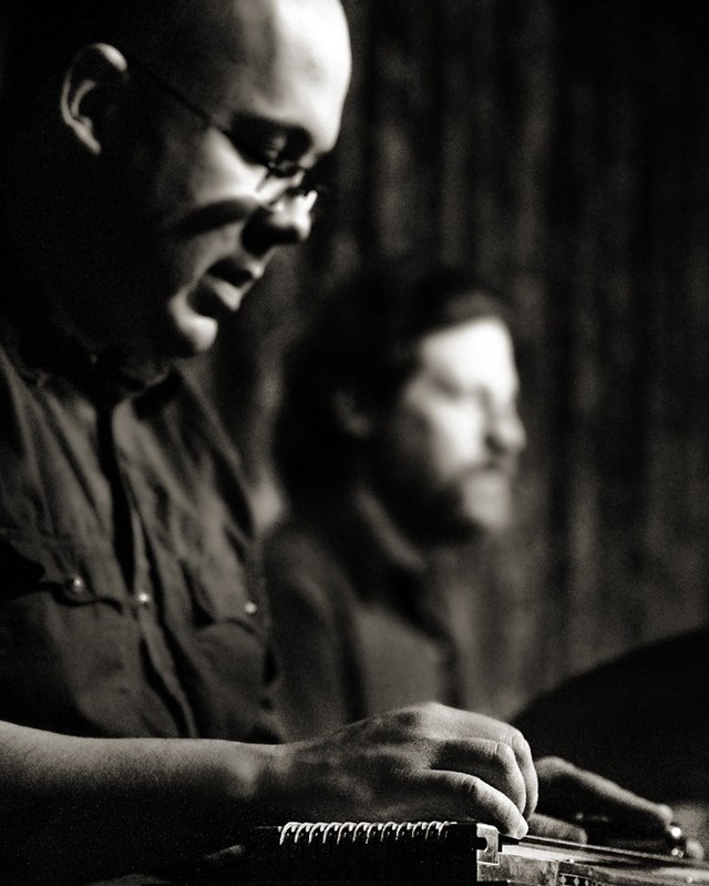Andy Goulet sitting at a pedal steel guitar